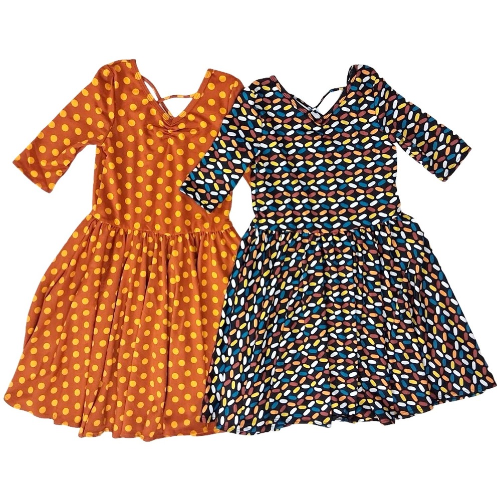 Dot Smile Girls 7 Ballerina Twirl Dress Lot 3/4 Sleeve V-Neck 2pc NWT